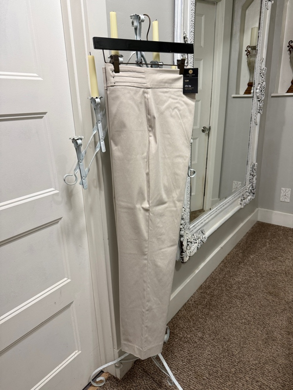 JM Collection Women's Cream Straight Chinos